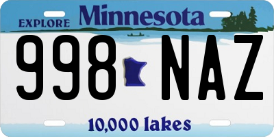 MN license plate 998NAZ