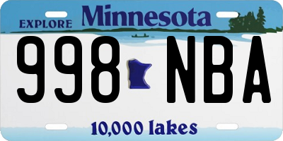 MN license plate 998NBA