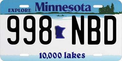 MN license plate 998NBD