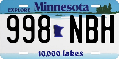 MN license plate 998NBH