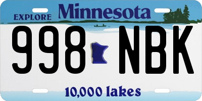 MN license plate 998NBK