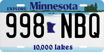 MN license plate 998NBQ