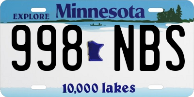 MN license plate 998NBS