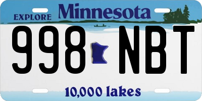 MN license plate 998NBT