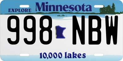 MN license plate 998NBW