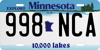 MN license plate 998NCA