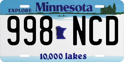 MN license plate 998NCD