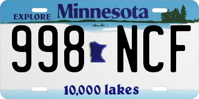MN license plate 998NCF