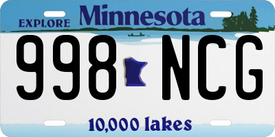MN license plate 998NCG