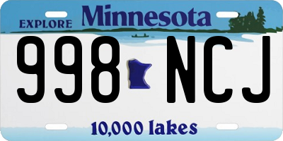 MN license plate 998NCJ