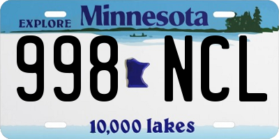 MN license plate 998NCL