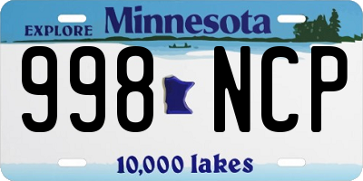 MN license plate 998NCP