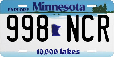 MN license plate 998NCR