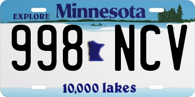 MN license plate 998NCV