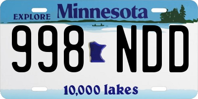 MN license plate 998NDD