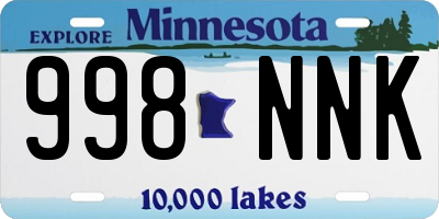 MN license plate 998NNK