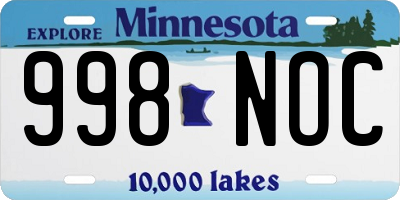 MN license plate 998NOC