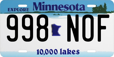 MN license plate 998NOF