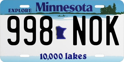 MN license plate 998NOK