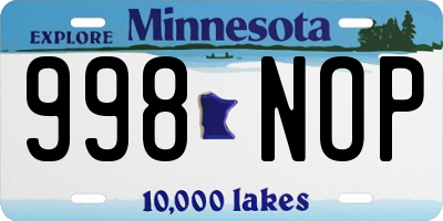 MN license plate 998NOP