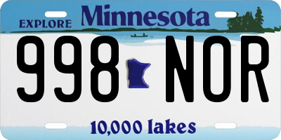 MN license plate 998NOR