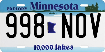 MN license plate 998NOV