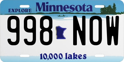 MN license plate 998NOW