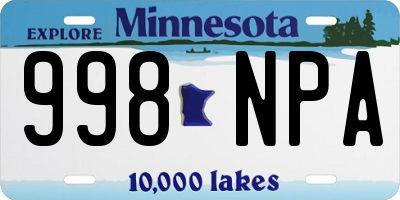 MN license plate 998NPA