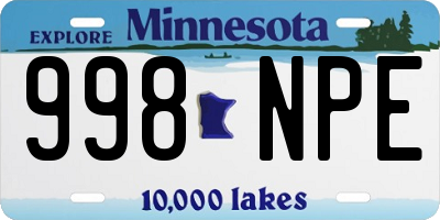 MN license plate 998NPE