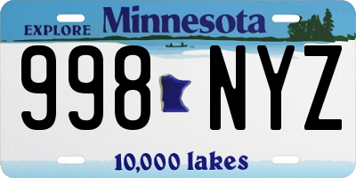 MN license plate 998NYZ