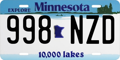 MN license plate 998NZD