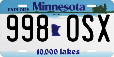 MN license plate 998OSX