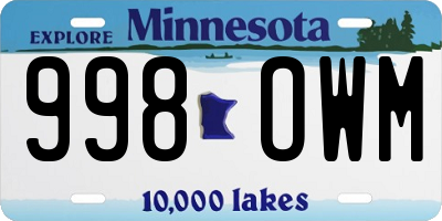 MN license plate 998OWM