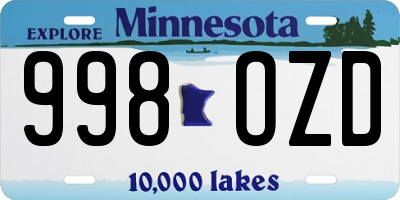 MN license plate 998OZD