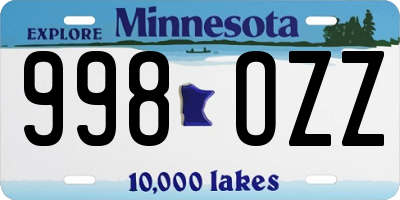 MN license plate 998OZZ