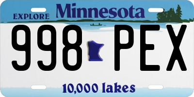 MN license plate 998PEX