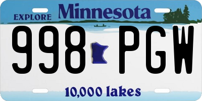 MN license plate 998PGW