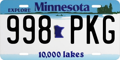MN license plate 998PKG