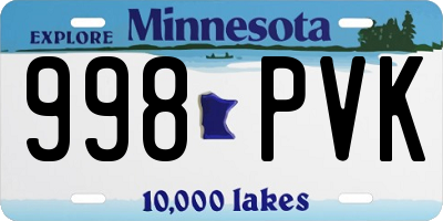 MN license plate 998PVK
