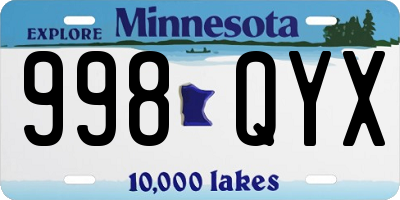 MN license plate 998QYX