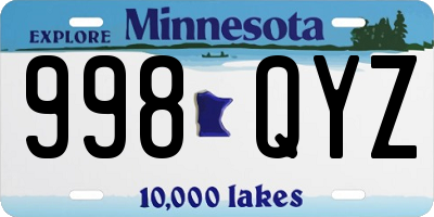 MN license plate 998QYZ