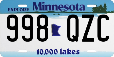 MN license plate 998QZC