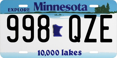 MN license plate 998QZE