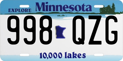 MN license plate 998QZG