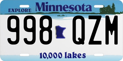 MN license plate 998QZM