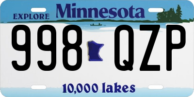 MN license plate 998QZP