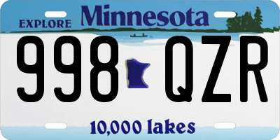 MN license plate 998QZR