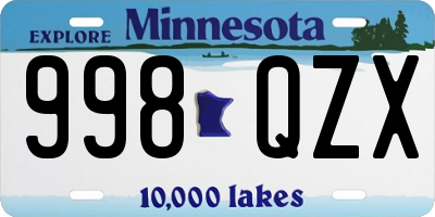 MN license plate 998QZX