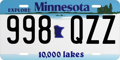 MN license plate 998QZZ