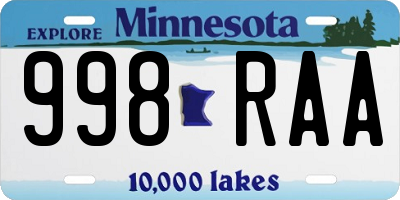 MN license plate 998RAA